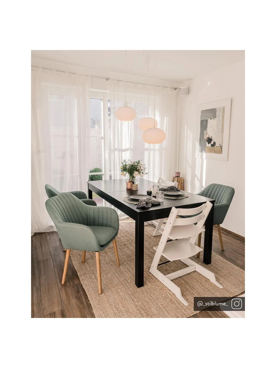 Armlehnstuhl Emilia in Grün mit Holzbeinen, B 57 x T 59 cm 4 Armlehnstuhl Emilia in Grün mit Holzbeinen, B 57 x T 59 cm – Bild 2