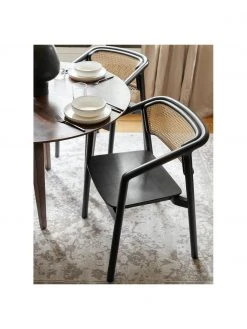 Westwing Collection Armlehnstuhl Gali mit Wiener Geflecht in Schwarz, B 56 x T 55 cm -Esszimmer Verkäufe Armlehnstuhl Gali mit Wiener Geflecht in Schwarz 2