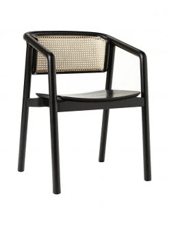 Westwing Collection Armlehnstuhl Gali mit Wiener Geflecht in Schwarz, B 56 x T 55 cm
