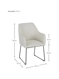 Westwing Collection Armlehnstuhl Isla in Cremewei&szlig;, B 60 x T 62 cm -Esszimmer Verkäufe Armlehnstuhl Isla in Cremeweiss 3