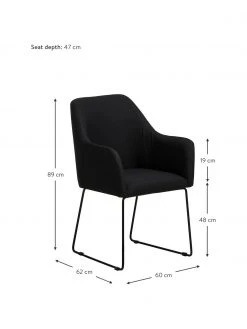 Westwing Collection Armlehnstuhl Isla in Schwarz, B 60 x T 62 cm 11 Westwing Collection Armlehnstuhl Isla in Schwarz, B 60 x T 62 cm -Esszimmer Verkäufe Armlehnstuhl Isla in Schwarz 3