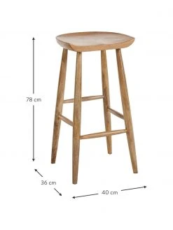 Westwing Collection Barhocker Nino aus Mangoholz, B 40 x H 78 cm -Esszimmer Verkäufe Barhocker Nino aus Mangoholz 2