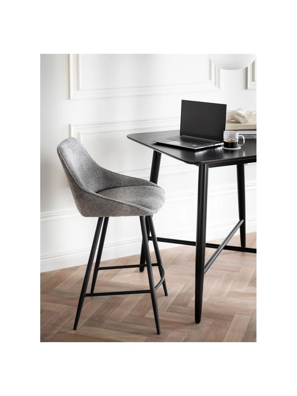 Rowico Barstuhl Sierra in Grau mit Metall-Beinen, B 47 x H 97 cm 4 Rowico Barstuhl Sierra in Grau mit Metall-Beinen, B 47 x H 97 cm – Bild 2