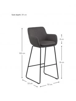 Barstühle Lisa in Grau, 2 Stück, B 52 x H 100 cm -Esszimmer Verkäufe Barstuhle Lisa in Grau 2 Stuck 2
