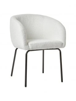 Westwing Collection Bouclé-Armlehnstühle Alani in Weiß, 2 Stück, B 58 x H 78 cm