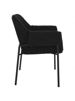 Bouclé-Armlehnstühle Effekt in Schwarz, 2 Stück, B 73 x T 54 cm -Esszimmer Verkäufe Boucle Armlehnstuhle Effekt in Schwarz 2 Stuck 5