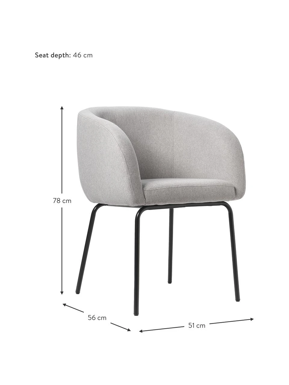 Westwing Collection Bouclé-Cocktailsessel Alani in Hellgrau, B 51 x H 78 cm 4 Westwing Collection Bouclé-Cocktailsessel Alani in Hellgrau, B 51 x H 78 cm – Bild 2