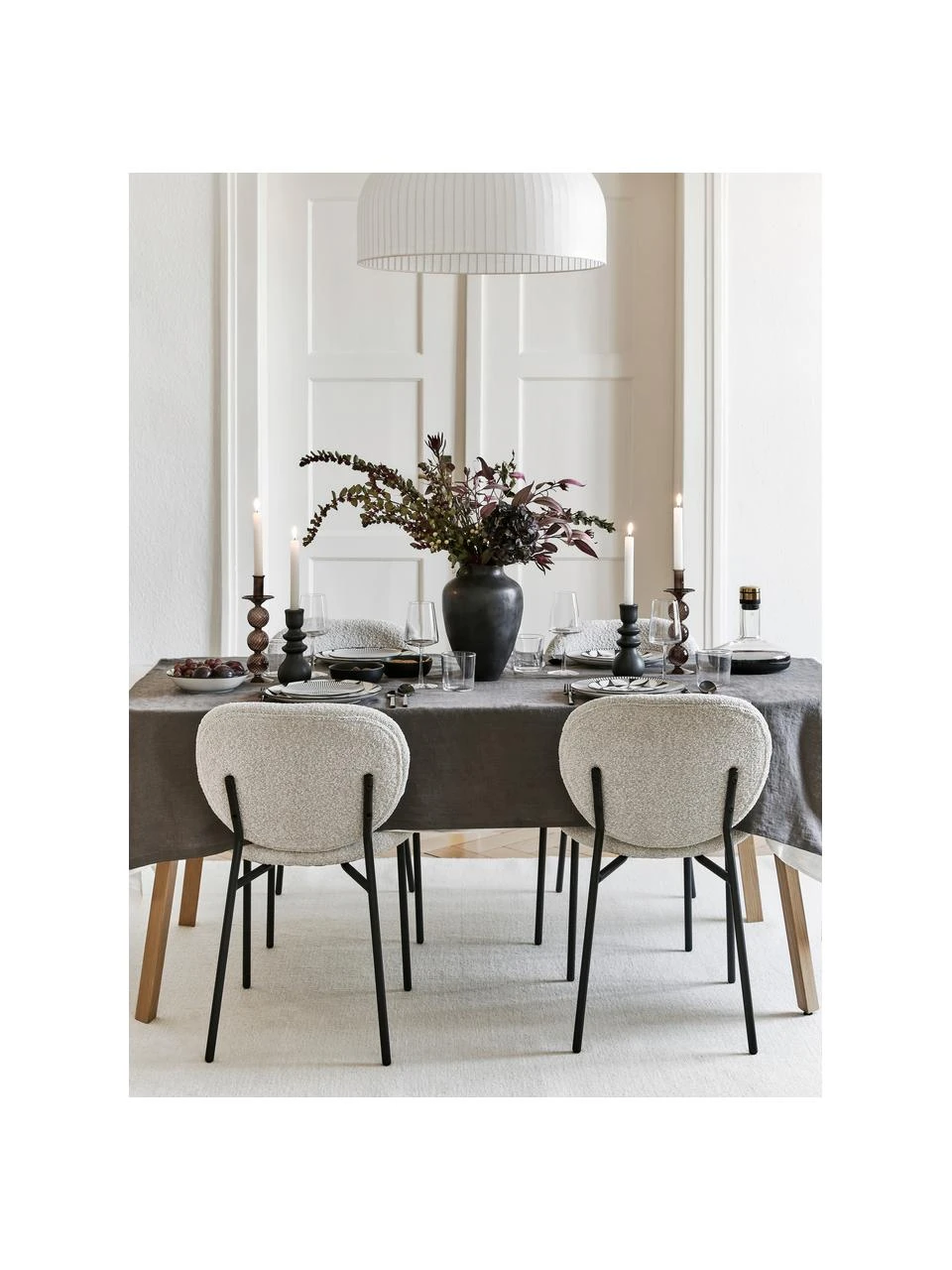 Westwing Collection Bouclé-Polsterstühle Ulrica in Cremeweiß, 2 Stück, B 47 x T 61 cm 5 Westwing Collection Bouclé-Polsterstühle Ulrica in Cremeweiß, 2 Stück, B 47 x T 61 cm – Bild 3