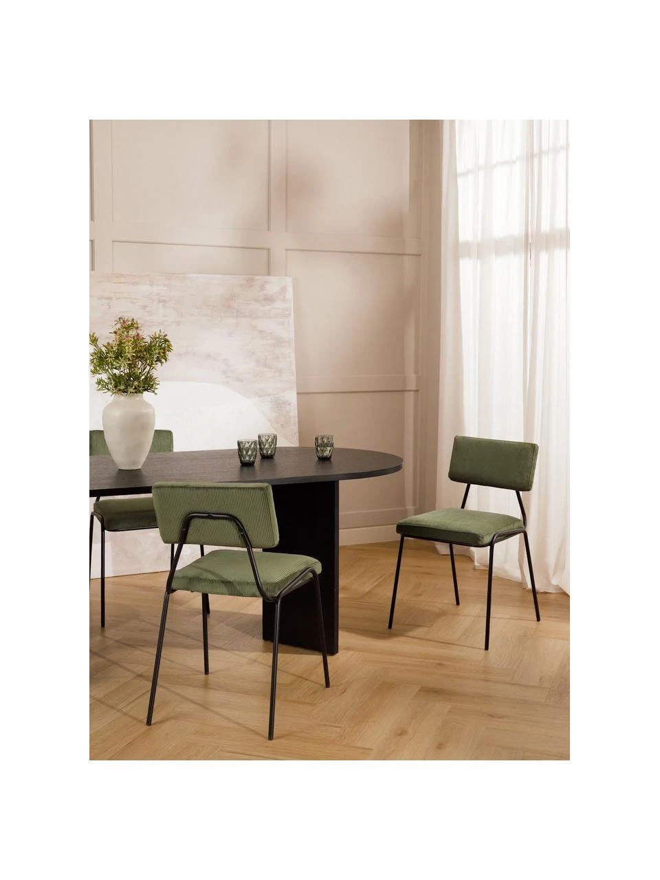 Westwing Collection Cord-Polsterstühle Mats in Grün, 2 Stück, B 50 x H 80 cm 4 Westwing Collection Cord-Polsterstühle Mats in Grün, 2 Stück, B 50 x H 80 cm – Bild 2