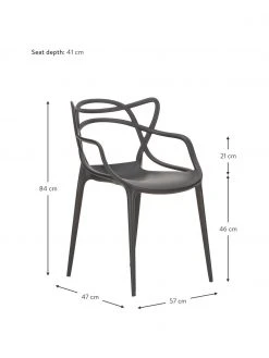 Kartell Design Armlehnst&uuml;hle Masters in Schwarz, 2 St&uuml;ck, B 57 x T 47 cm -Esszimmer Verkäufe Design Armlehnstuhle Masters in Schwarz 2 Stuck 3