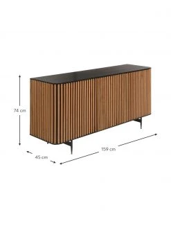 Design-Sideboard Linea mit T&uuml;ren und Eichenholzfurnier, B 159 x H 74 cm -Esszimmer Verkäufe Design Sideboard Linea mit Turen und Eichenholzfurnier 2