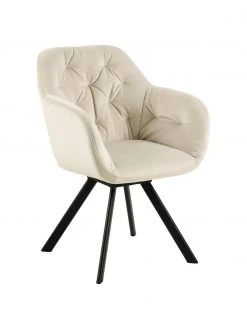 Drehbarer Samt-Armlehnstuhl Lucie in Beige, B 58 x T 62 cm