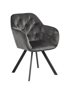 Drehbarer Samt-Armlehnstuhl Lucie in Dunkelgrau, B 58 x T 62 cm