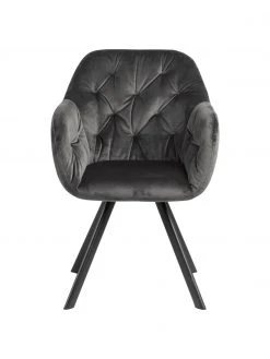 Drehbarer Samt-Armlehnstuhl Lucie in Dunkelgrau, B 58 x T 62 cm -Esszimmer Verkäufe Drehbarer Samt Armlehnstuhl Lucie in Dunkelgrau 3