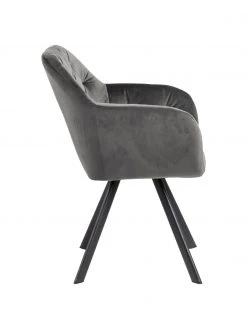 Drehbarer Samt-Armlehnstuhl Lucie in Dunkelgrau, B 58 x T 62 cm -Esszimmer Verkäufe Drehbarer Samt Armlehnstuhl Lucie in Dunkelgrau 4
