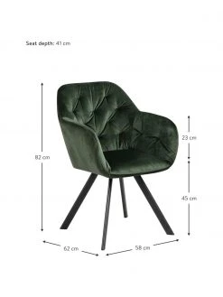 Drehbarer Samt-Armlehnstuhl Lucie in Gr&uuml;n, B 58 x T 62 cm -Esszimmer Verkäufe Drehbarer Samt Armlehnstuhl Lucie in Grun 2