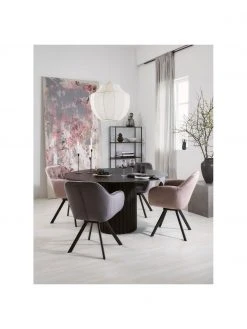 Drehbarer Samt-Armlehnstuhl Lucie in Rosa, B 58 x T 62 cm -Esszimmer Verkäufe Drehbarer Samt Armlehnstuhl Lucie in Rosa 2