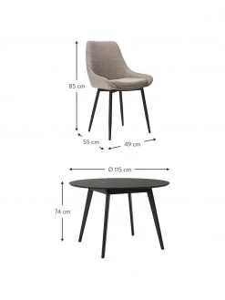 Rowico Esstisch Yumi mit Polsterst&uuml;hlen in Schwarz/Beige, 5-tlg., Set mit verschiedenen Größen -Esszimmer Verkäufe Esstisch Yumi mit Polsterstuhlen in SchwarzBeige 5 tlg 3