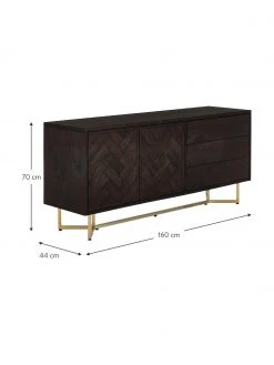 Westwing Collection Fischgr&auml;t-Sideboard Luca mit T&uuml;ren aus Massivholz, B 160 x H 70 cm -Esszimmer Verkäufe Fischgrat Sideboard Luca mit Turen aus Massivholz 3