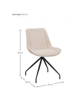 Rowico Gepolsterte Drehstühle Rossport in Beige mit Metall-Beinen, 2 Stück, B 52 x T 58 cm -Esszimmer Verkäufe Gepolsterte Drehstuhle Rossport in Beige mit Metall Beinen 2 Stuck 2