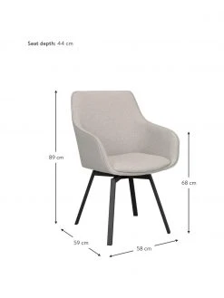 Rowico Gepolsterter Armlehndrehstuhl Alison in Greige mit Metall-Beinen, B 58 x T 59 cm 10 Rowico Gepolsterter Armlehndrehstuhl Alison in Greige mit Metall-Beinen, B 58 x T 59 cm -Esszimmer Verkäufe Gepolsterter Armlehndrehstuhl Alison in Greige mit Metall Beinen 2