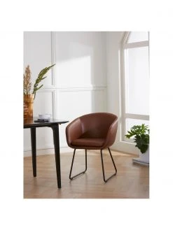 Westwing Collection Gepolsterter Armlehnstuhl Juri aus Kunstleder, B 58 x T 58 cm 10 Westwing Collection Gepolsterter Armlehnstuhl Juri aus Kunstleder, B 58 x T 58 cm -Esszimmer Verkäufe Gepolsterter Armlehnstuhl Juri aus Kunstleder 2