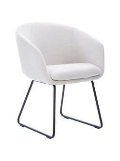 Westwing Collection Gepolsterter Armlehnstuhl Juri in Weiß, B 58 x T 58 cm