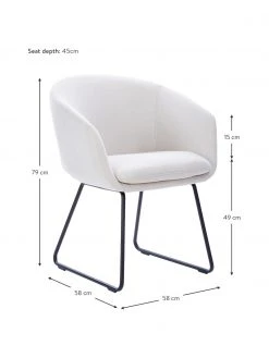 Westwing Collection Gepolsterter Armlehnstuhl Juri in Weiß, B 58 x T 58 cm -Esszimmer Verkäufe Gepolsterter Armlehnstuhl Juri in Weiss 4