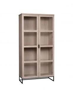 Rowico Glasvitrine Everett mit Eichenholz-Rahmen, B 95 x H 195 cm