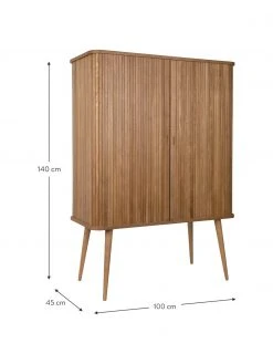 Zuiver Highboard Barbier mit Schiebet&uuml;r und geriffelter Front, B 100 x H 140 cm -Esszimmer Verkäufe Highboard Barbier mit Schiebetur und geriffelter Front 2