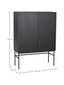 Rowico Highboard Halifax mit geriffelter Front in Schwarz, B 100 x H 140 cm -Esszimmer Verkäufe Highboard Halifax mit geriffelter Front in Schwarz 2