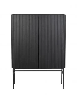 Rowico Highboard Halifax mit geriffelter Front in Schwarz, B 100 x H 140 cm -Esszimmer Verkäufe Highboard Halifax mit geriffelter Front in Schwarz 3