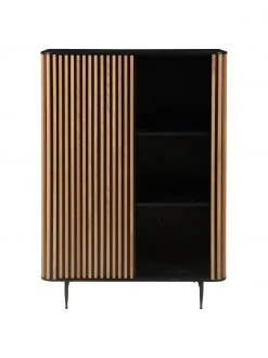 Highboard Linea mit Schiebet&uuml;r und geriffelter Front, B 98 x H 135 cm -Esszimmer Verkäufe Highboard Linea mit Schiebetur und geriffelter Front 4