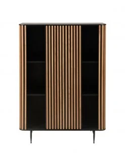 Highboard Linea mit Schiebet&uuml;r und geriffelter Front, B 98 x H 135 cm -Esszimmer Verkäufe Highboard Linea mit Schiebetur und geriffelter Front 5