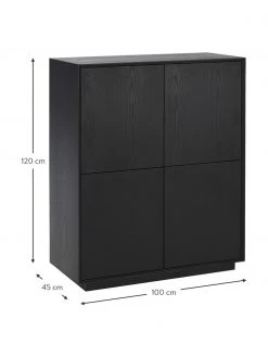Westwing Collection Highboard Noel aus Eschenholzfurnier in Schwarz, B 100 x H 120 cm -Esszimmer Verkäufe Highboard Noel aus Eschenholzfurnier in Schwarz 3
