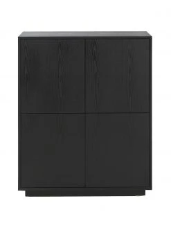 Westwing Collection Highboard Noel aus Eschenholzfurnier in Schwarz, B 100 x H 120 cm -Esszimmer Verkäufe Highboard Noel aus Eschenholzfurnier in Schwarz 5