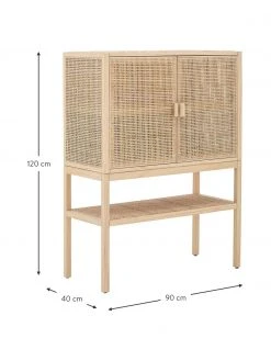 Bloomingville Highboard Sanna aus Kiefernholz/Rattan in Hellbraun, B 90 x H 120 cm -Esszimmer Verkäufe Highboard Sanna aus KiefernholzRattan in Hellbraun 3