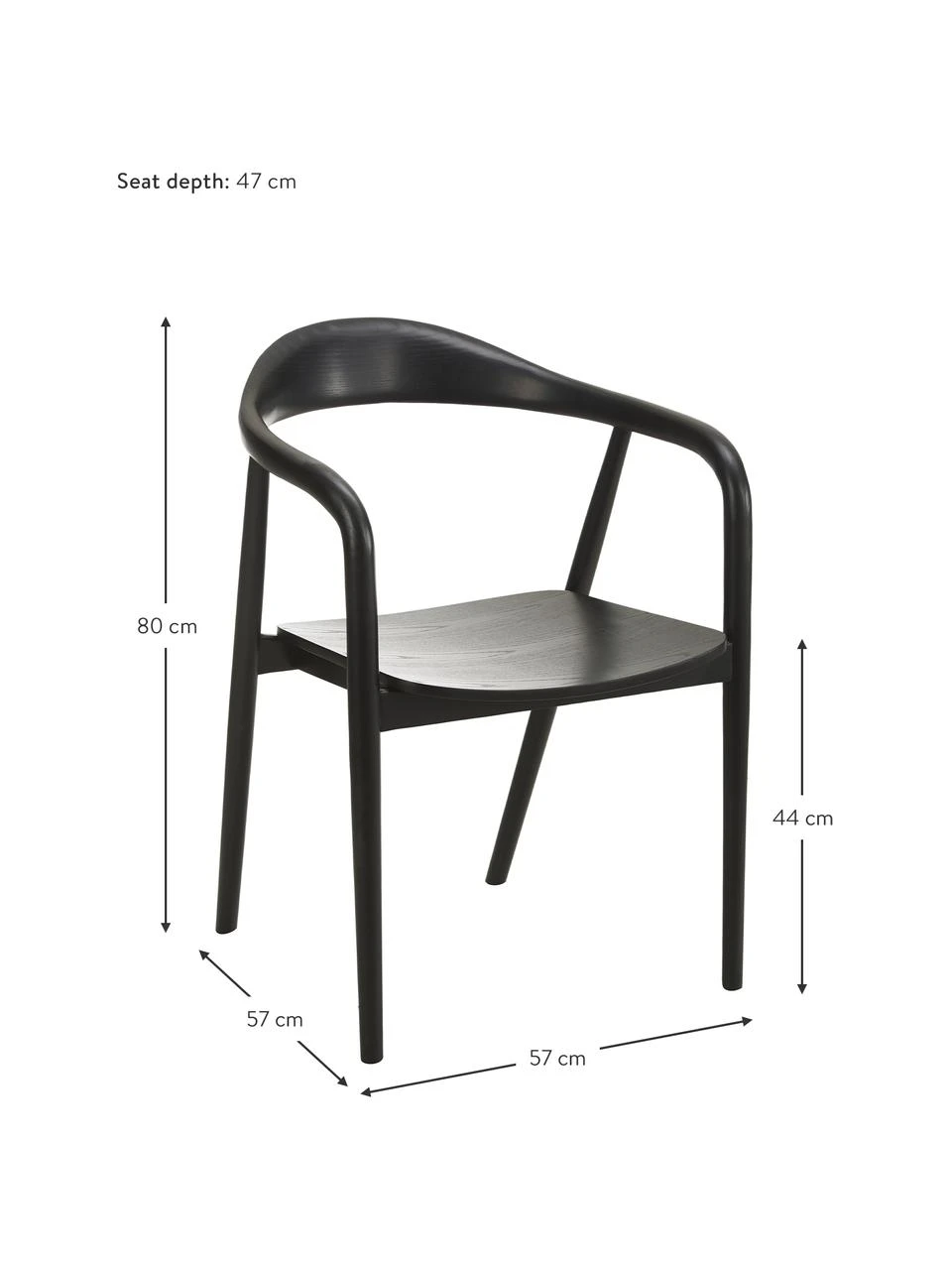 Westwing Collection Holz-Armlehnstuhl Angelina in Schwarz, B 57 x H 80 cm 6 Westwing Collection Holz-Armlehnstuhl Angelina in Schwarz, B 57 x H 80 cm – Bild 4