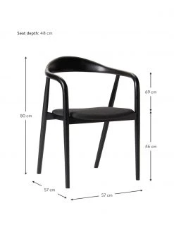 Westwing Collection Holz-Armlehnstuhl Angelina mit Sitzpolster in Schwarz, B 57 x H 80 cm -Esszimmer Verkäufe Holz Armlehnstuhl Angelina mit Sitzpolster in Schwarz 2