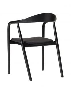 Westwing Collection Holz-Armlehnstuhl Angelina mit Sitzpolster in Schwarz, B 57 x H 80 cm -Esszimmer Verkäufe Holz Armlehnstuhl Angelina mit Sitzpolster in Schwarz 5