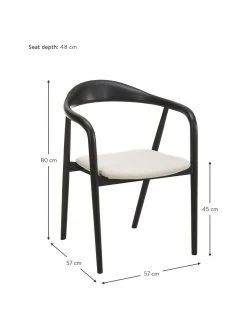 Westwing Collection Holz-Armlehnstuhl Angelina mit Sitzpolster in Schwarz, B 57 x H 80 cm -Esszimmer Verkäufe Holz Armlehnstuhl Angelina mit Sitzpolster in Schwarz 9