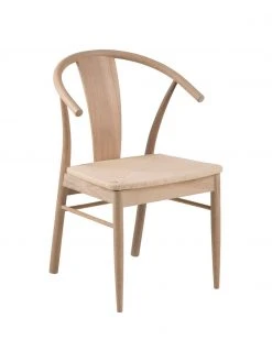 Holz-Armlehnstuhl Janik mit Binsengeflecht, B 54 x T 54 cm