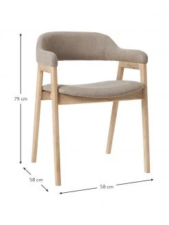 Westwing Collection Holz-Armlehnstuhl Santiano mit Polsterung, B 58 x T 58 cm -Esszimmer Verkäufe Holz Armlehnstuhl Santiano mit Polsterung 9