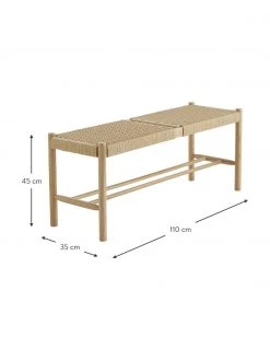 Holz-Sitzbank Ellan mit Binsengeflecht, B 110 x H 45 cm -Esszimmer Verkäufe Holz Sitzbank Ellan mit Binsengeflecht 2