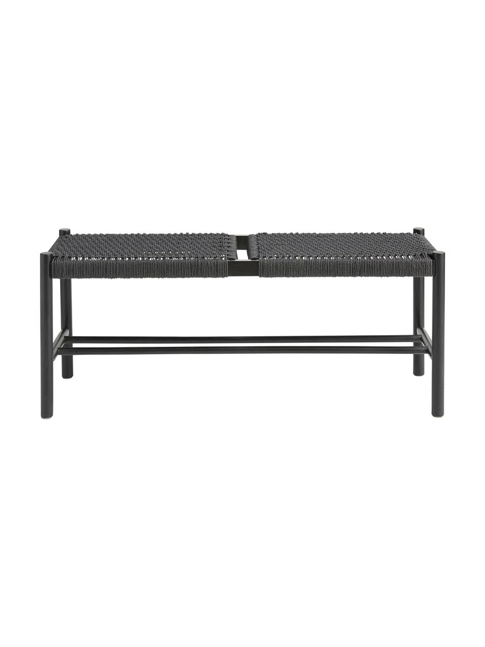 Holz-Sitzbank Ellan mit Binsengeflecht in Schwarz, B 110 x H 45 cm 3 Holz-Sitzbank Ellan mit Binsengeflecht in Schwarz, B 110 x H 45 cm