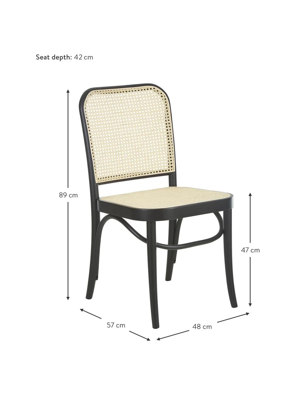 Westwing Collection Holzstuhl Franz mit Wiener Geflecht, B 48 x H 89 cm 5 Westwing Collection Holzstuhl Franz mit Wiener Geflecht, B 48 x H 89 cm – Bild 3