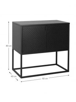 Westwing Collection Kleines Metall-Sideboard Neptun mit T&uuml;ren in Schwarz, B 82 x H 80 cm -Esszimmer Verkäufe Kleines Metall Sideboard Neptun mit Turen in Schwarz 2