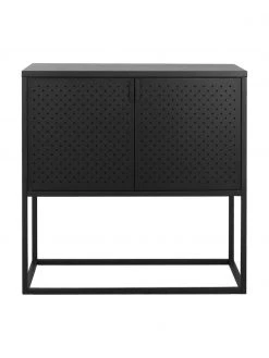 Westwing Collection Kleines Metall-Sideboard Neptun mit T&uuml;ren in Schwarz, B 82 x H 80 cm -Esszimmer Verkäufe Kleines Metall Sideboard Neptun mit Turen in Schwarz 3