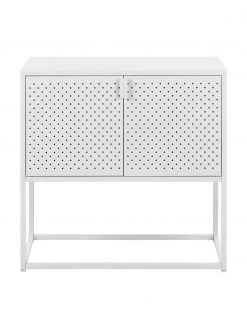 Westwing Collection Kleines Metall-Sideboard Neptun mit Türen in Weiß, B 82 x H 80 cm -Esszimmer Verkäufe Kleines Metall Sideboard Neptun mit Turen in Weiss 4