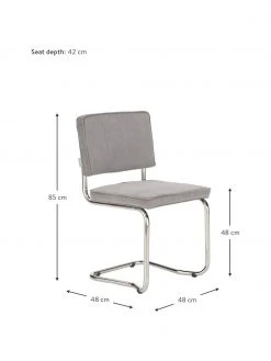 Zuiver Kordsamt-Freischwinger Kink in Hellgrau, B 48 x T 48 cm -Esszimmer Verkäufe Kordsamt Freischwinger Kink in Hellgrau 2